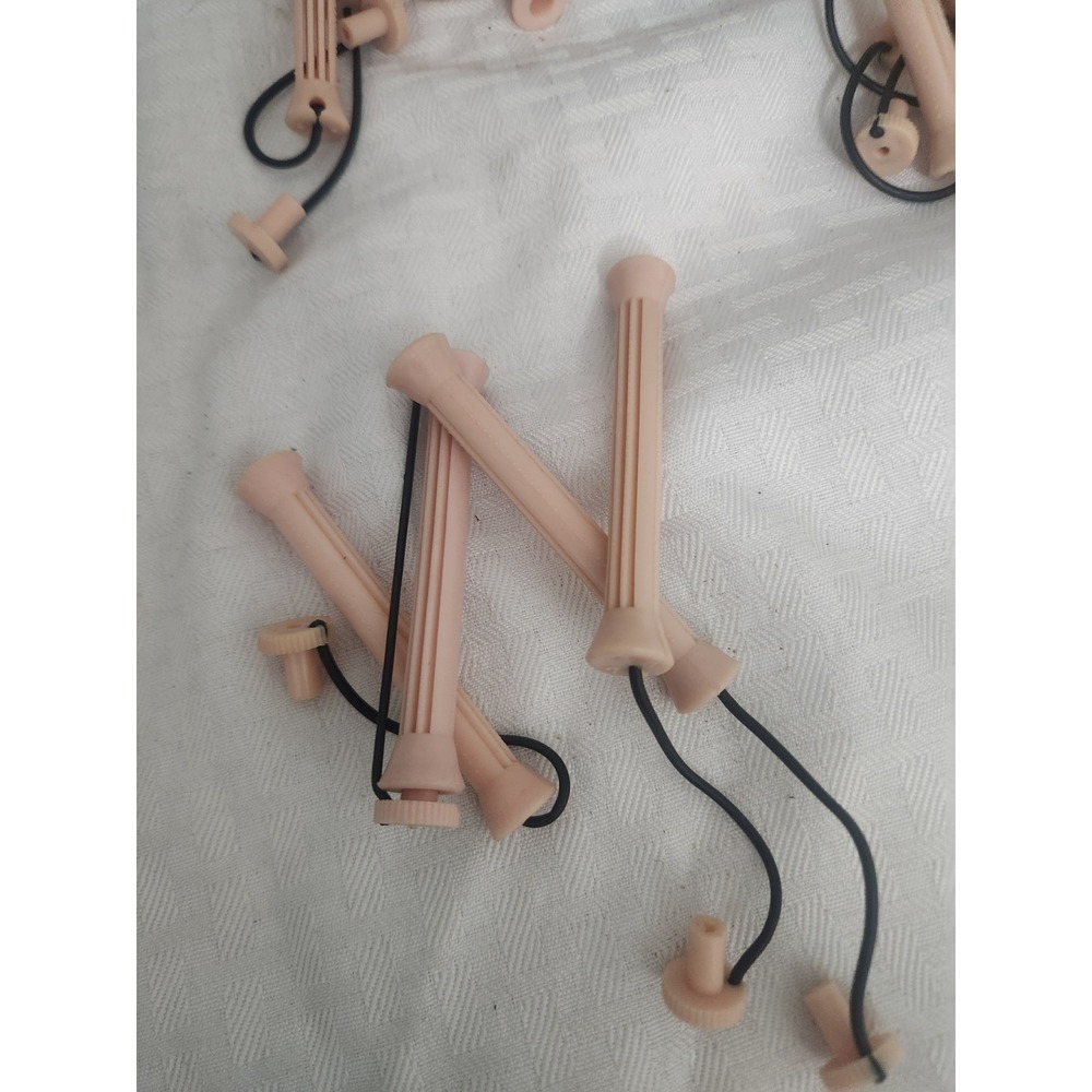 Vintage Peach Perm Rods Hair Rollers Set Various Sizes Shapes Lot of 44 - Picture 6 of 6